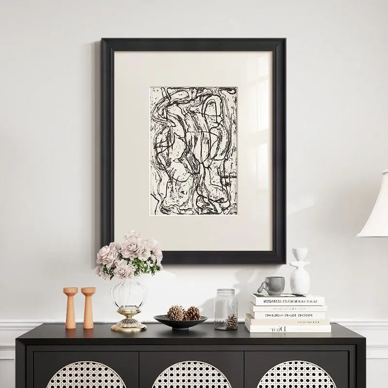 Black And White Lines High-end Abstract Paintingfor Hanging Retro Decorative Painting Home Decor & More